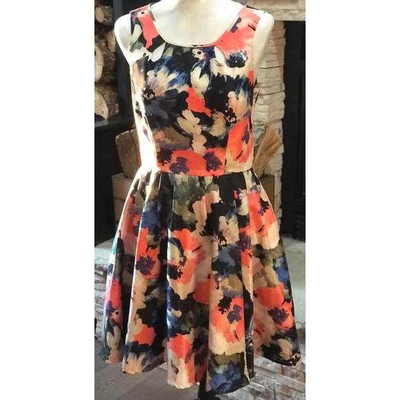 gabby skye floral fit and flare dress